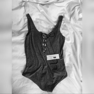 Lace Up Grey Body Suit